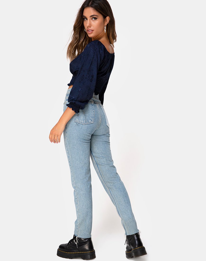 Afbeelding van Lancer Crop Top in Satin Rose Navy
