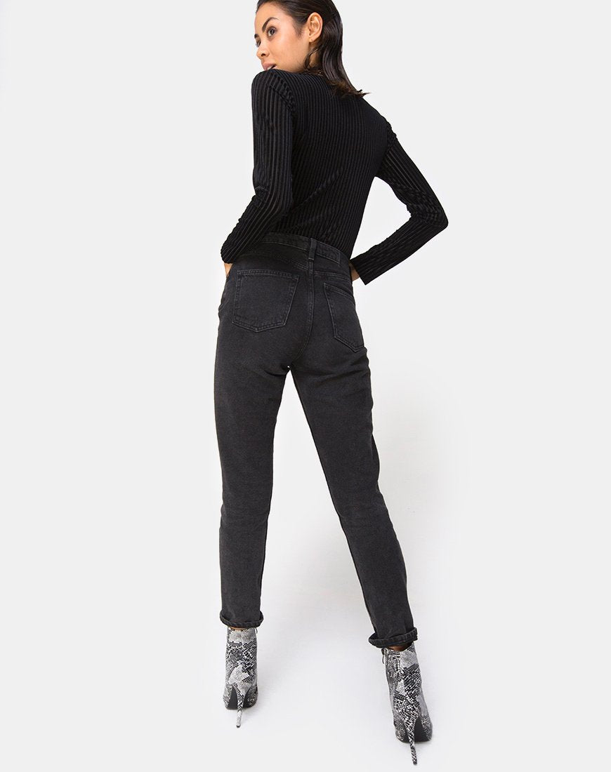 Afbeelding van Lao Plunge Bodice in Zwart Sheer Stripe