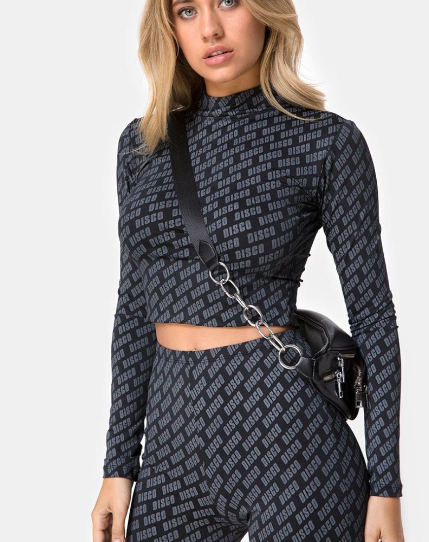 Lara Crop Top in Diagonaal Disco Zilver