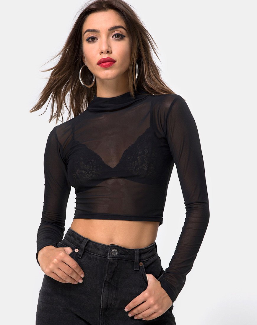 Afbeelding van Rhala Crop Top in Zwart Net