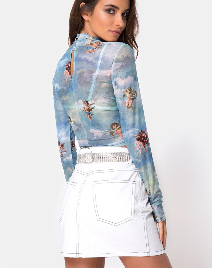 Afbeelding van Lara Crop Top in Angel Sky Blue Mesh