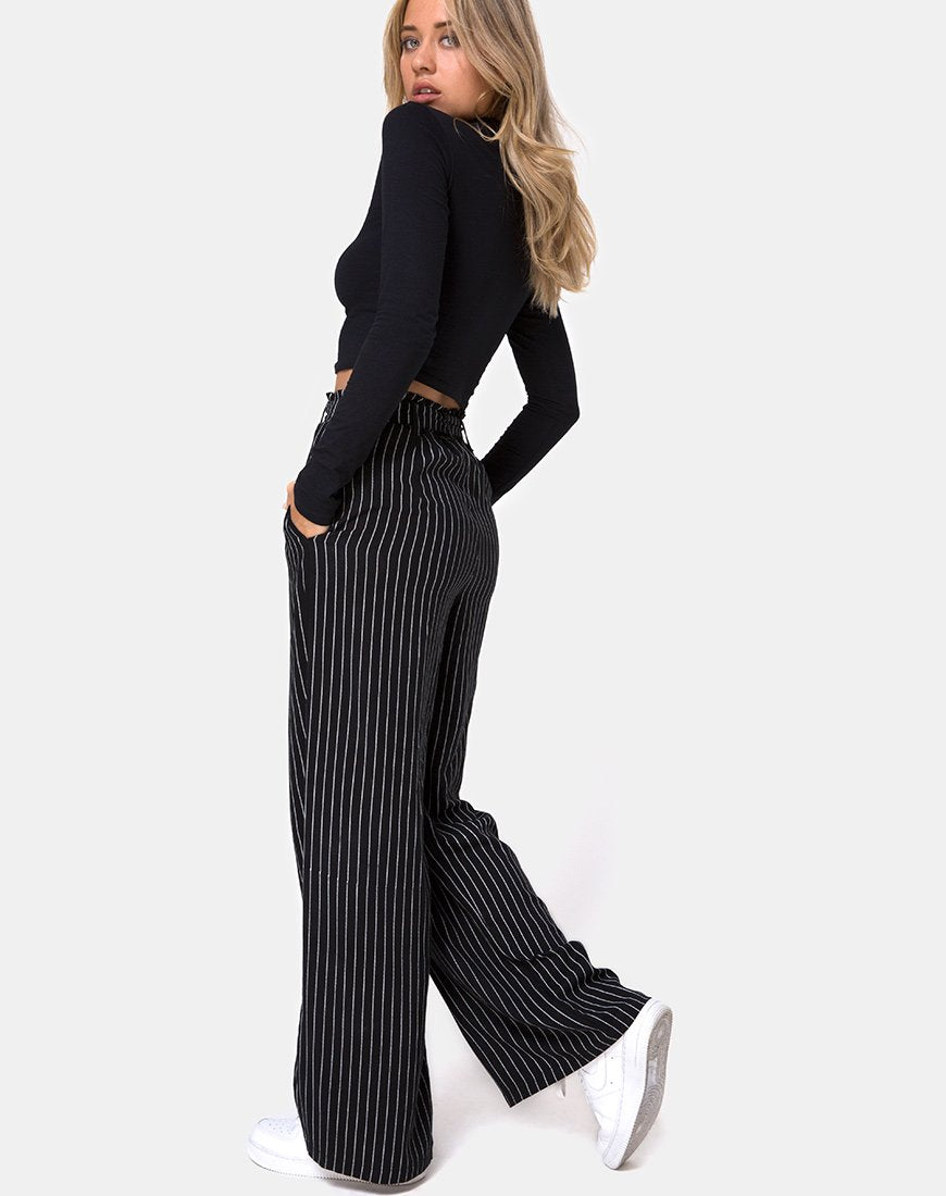 Majustie Broek in Krijtstreep Zwart
