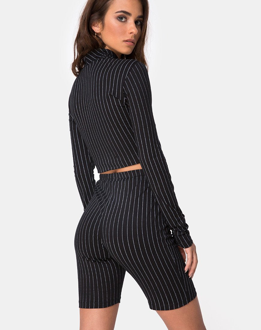 Lara Top in krijtstreep zwart