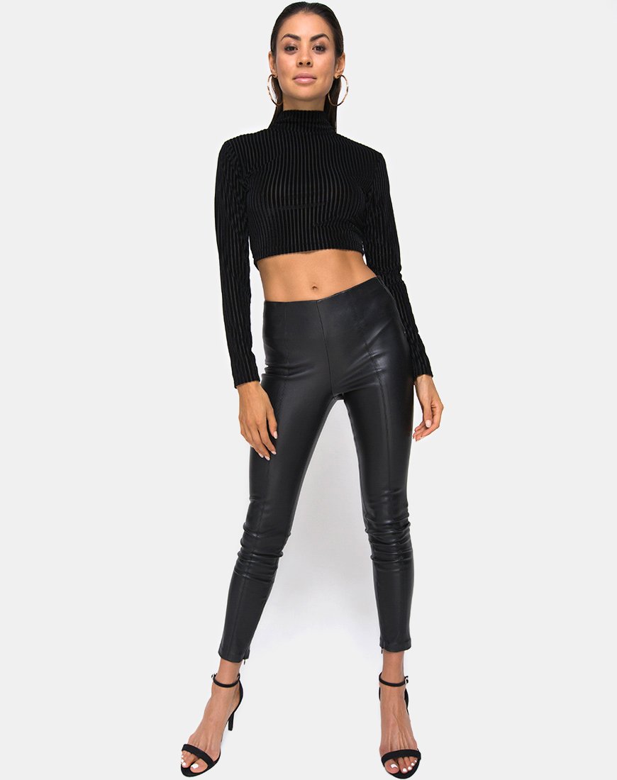 Afbeelding van Lara Crop Top in Zwart Sheer Stripe