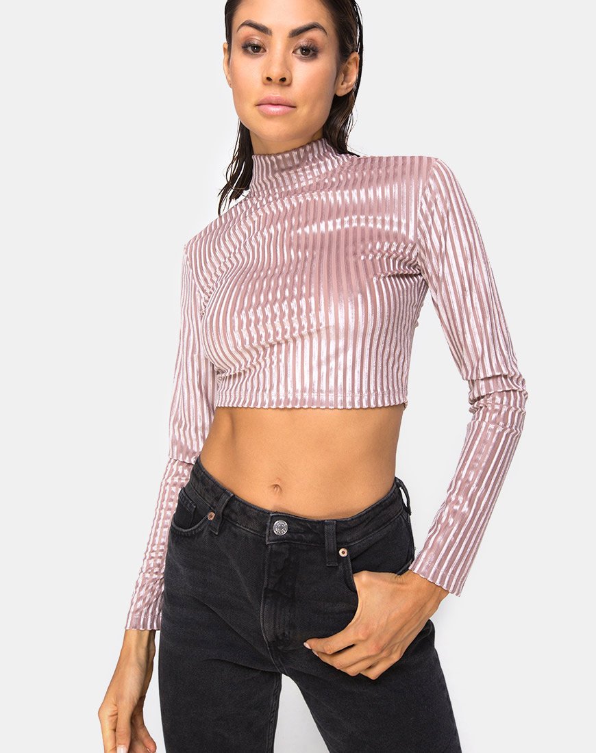 Lara Gewatteerde Top in Taupe