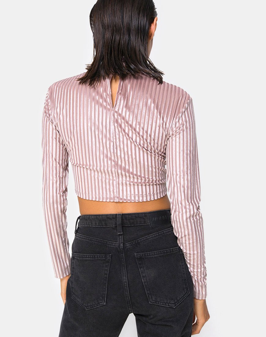 Lara Gewatteerde Top in Taupe