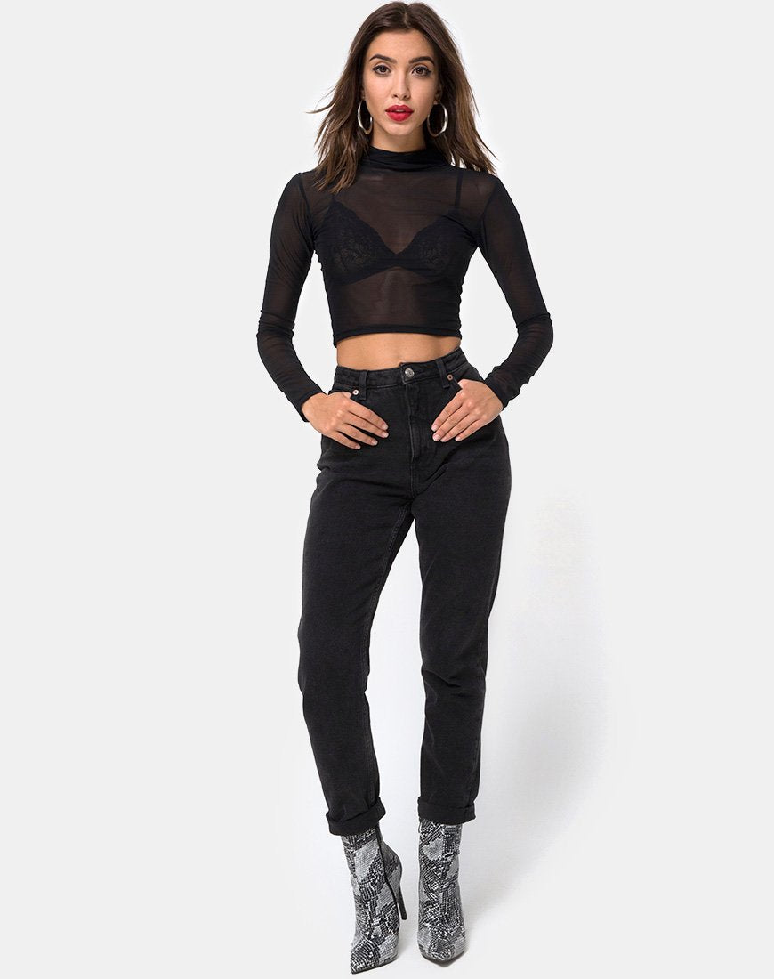 Afbeelding van Rhala Crop Top in Zwart Net