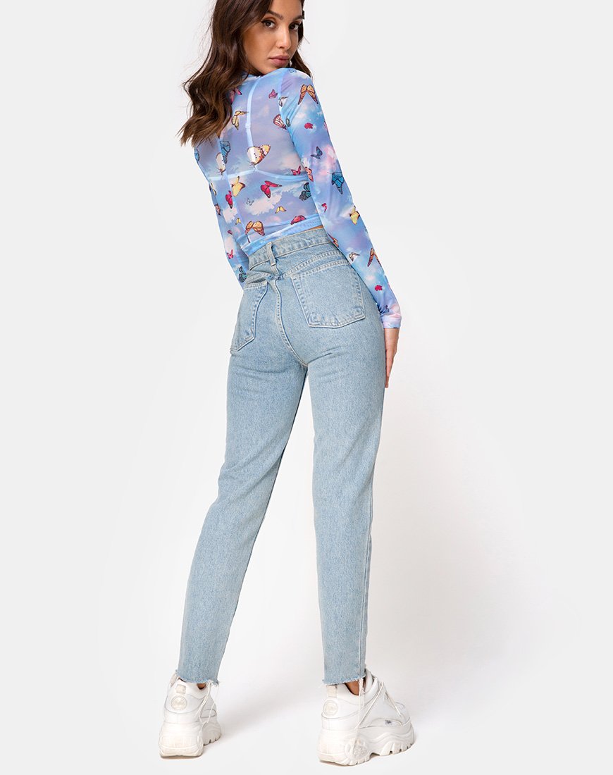 Afbeelding van Lara Top in Mesh Blauw Vlinder