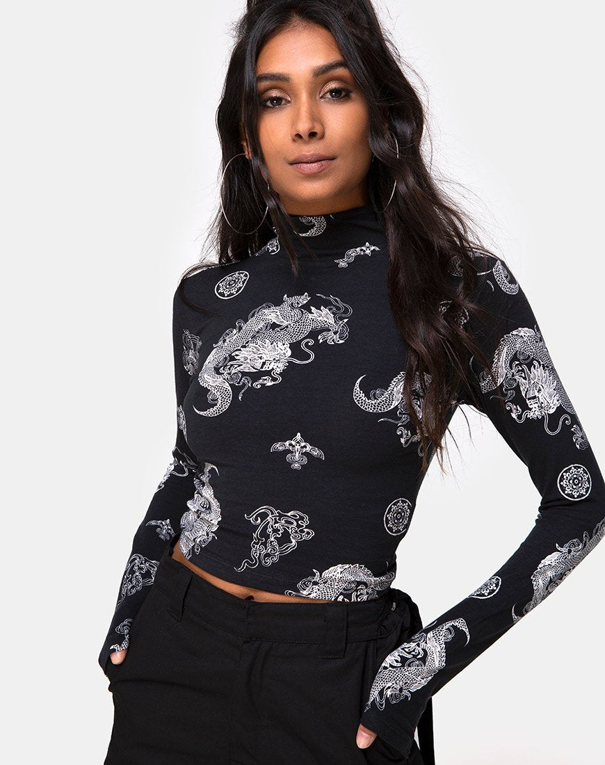 Afbeelding van Lara Crop Top in Black Dragon