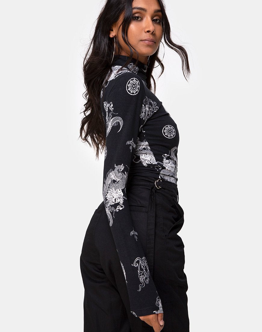 Afbeelding van Lara Crop Top in Black Dragon