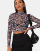 Afbeelding van Lara Crop Top in Net 90s Zebra Zwart-Wit