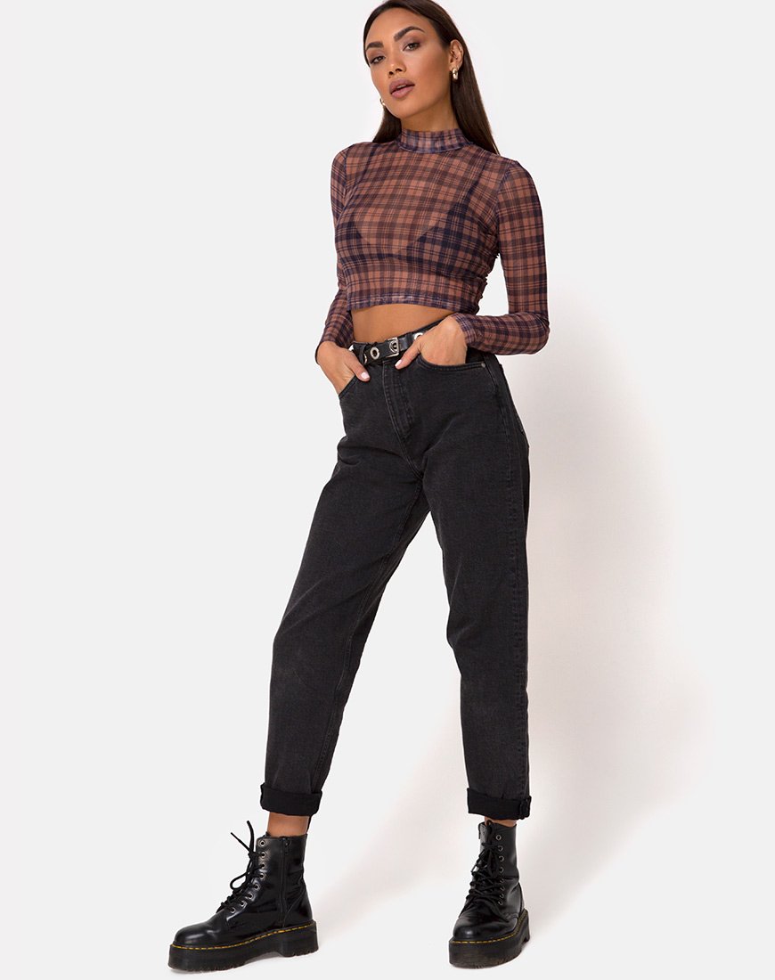 Afbeelding van Lara Crop Top in Net Checking Out Brown