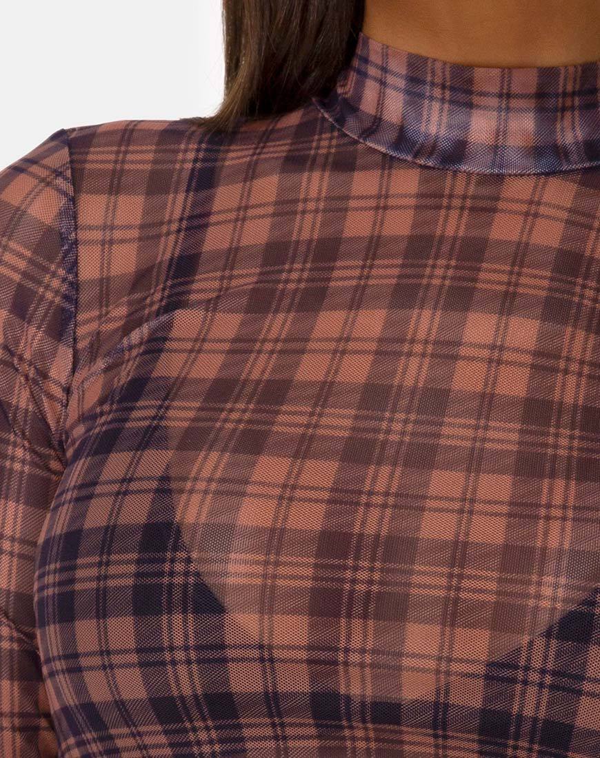 Afbeelding van Lara Crop Top in Net Checking Out Brown