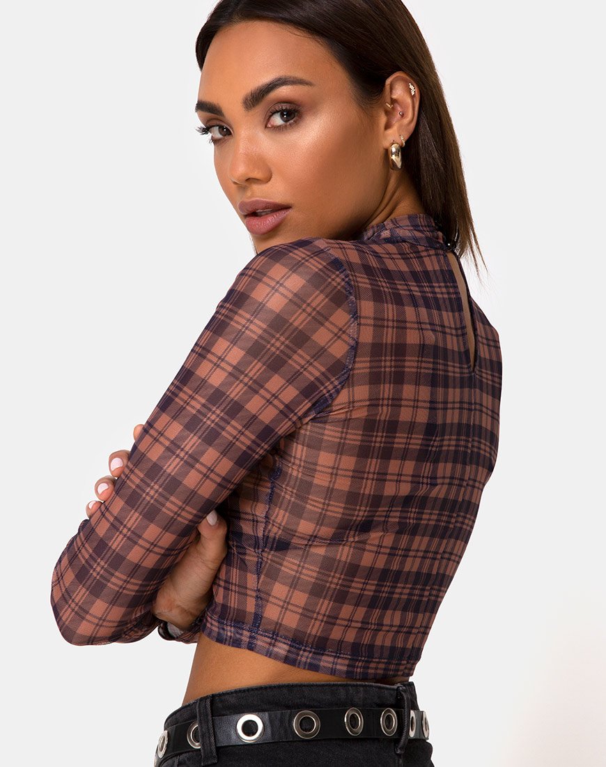 Afbeelding van Lara Crop Top in Net Checking Out Brown