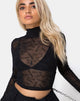 Afbeelding van Lara Crop Top in Tokyo Techno Black Net
