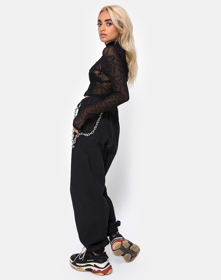 Afbeelding van Lara Crop Top in Tokyo Techno Black Net