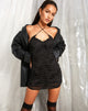 Afbeelding van Laras Bodycon Dress in Black Hand and Heart Flock