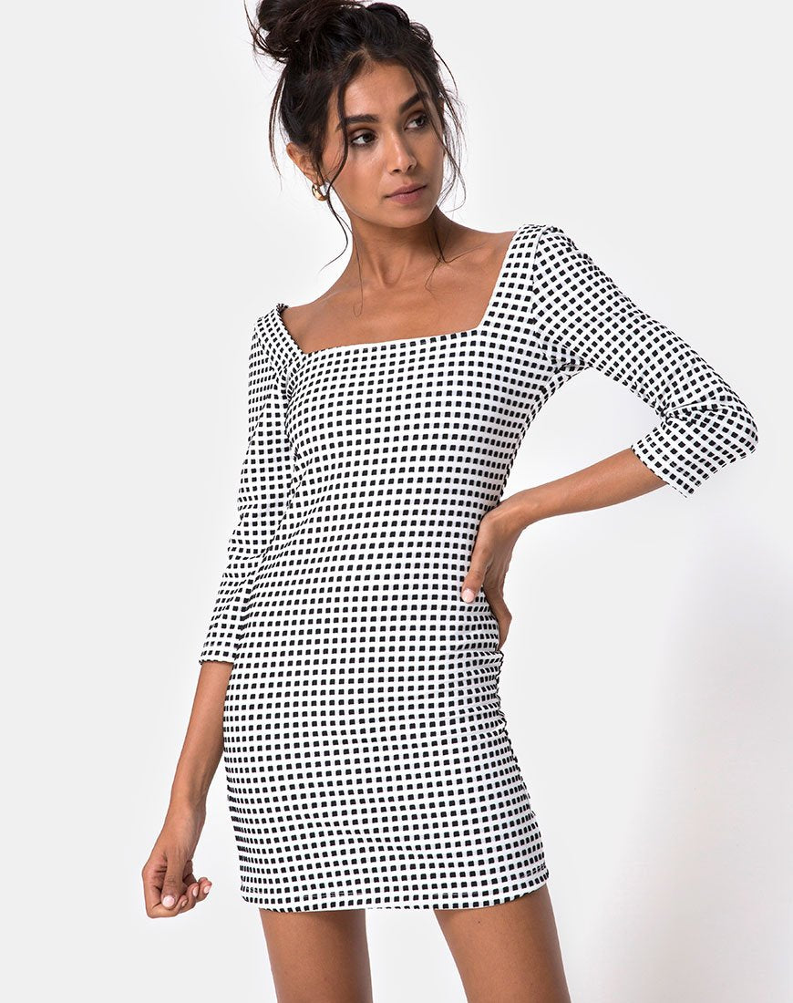 Laras Jurk in Gingham Zwart Ivoor