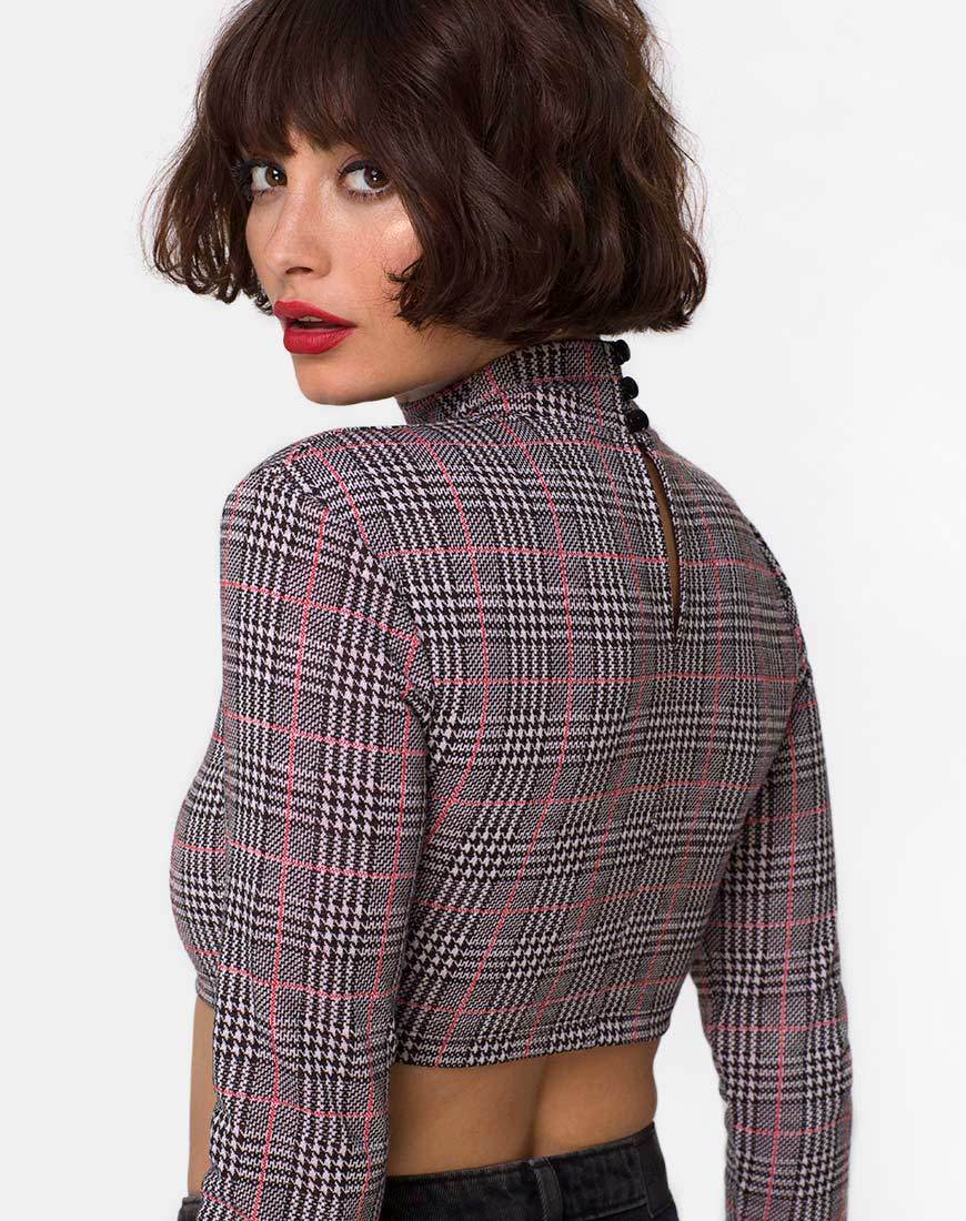 Laretta Gewatteerde Top in Charles Check Blush