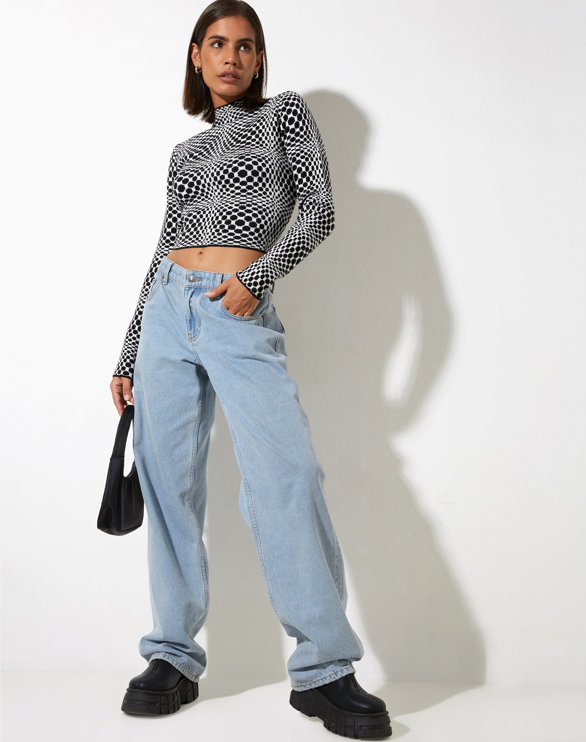 Afbeelding van Laria Top in Optic Monochrome Square Zwart Wit