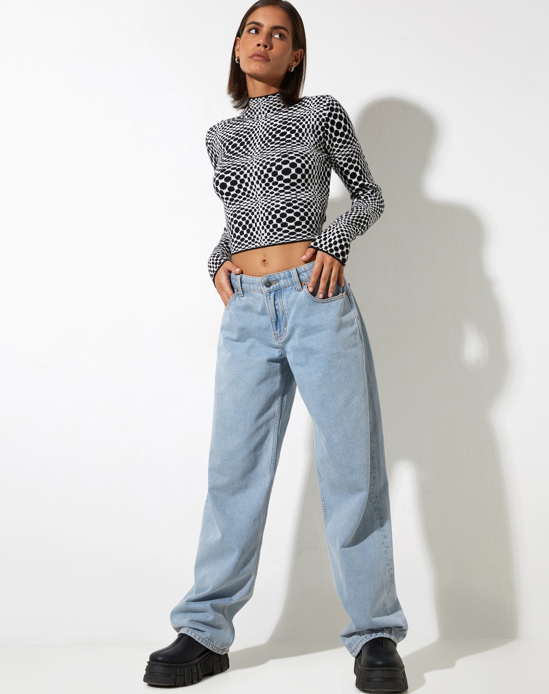 Afbeelding van Laria Top in Optic Monochrome Square Zwart Wit