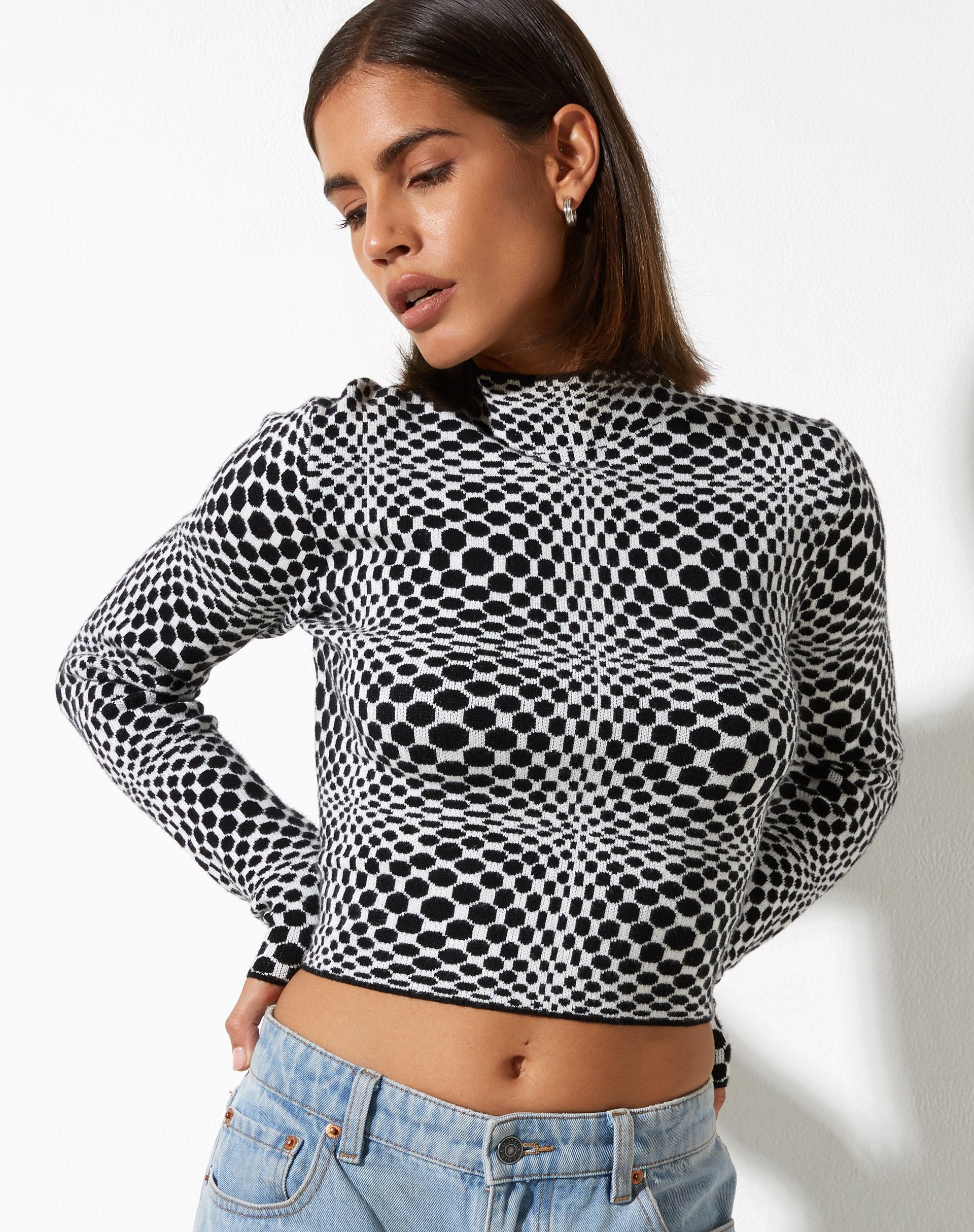 Afbeelding van Laria Top in Optic Monochrome Square Zwart Wit