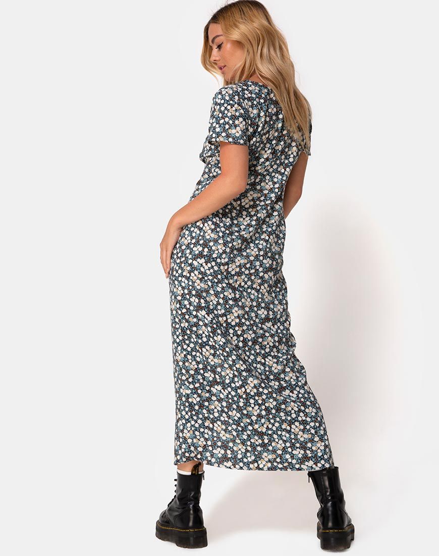 Afbeelding van Larin Midi Dress in Floral Field Navy