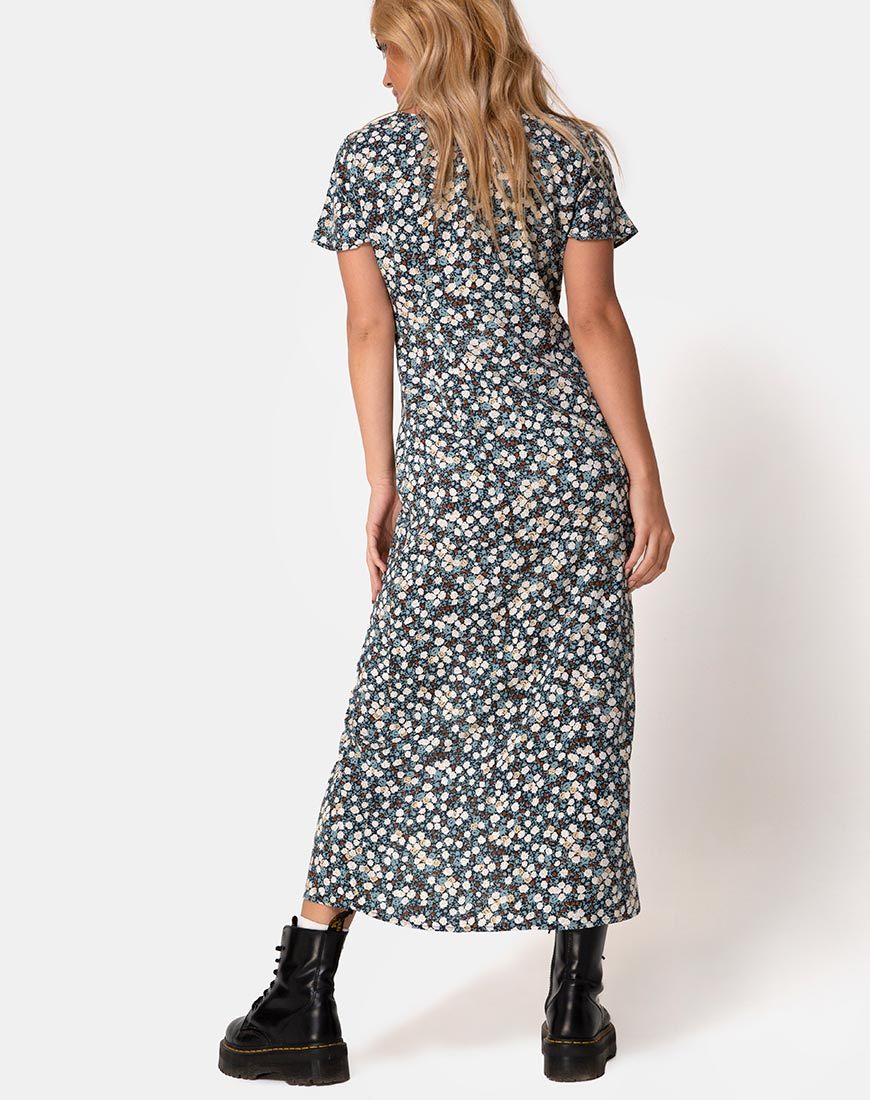 Afbeelding van Larin Midi Dress in Floral Field Navy