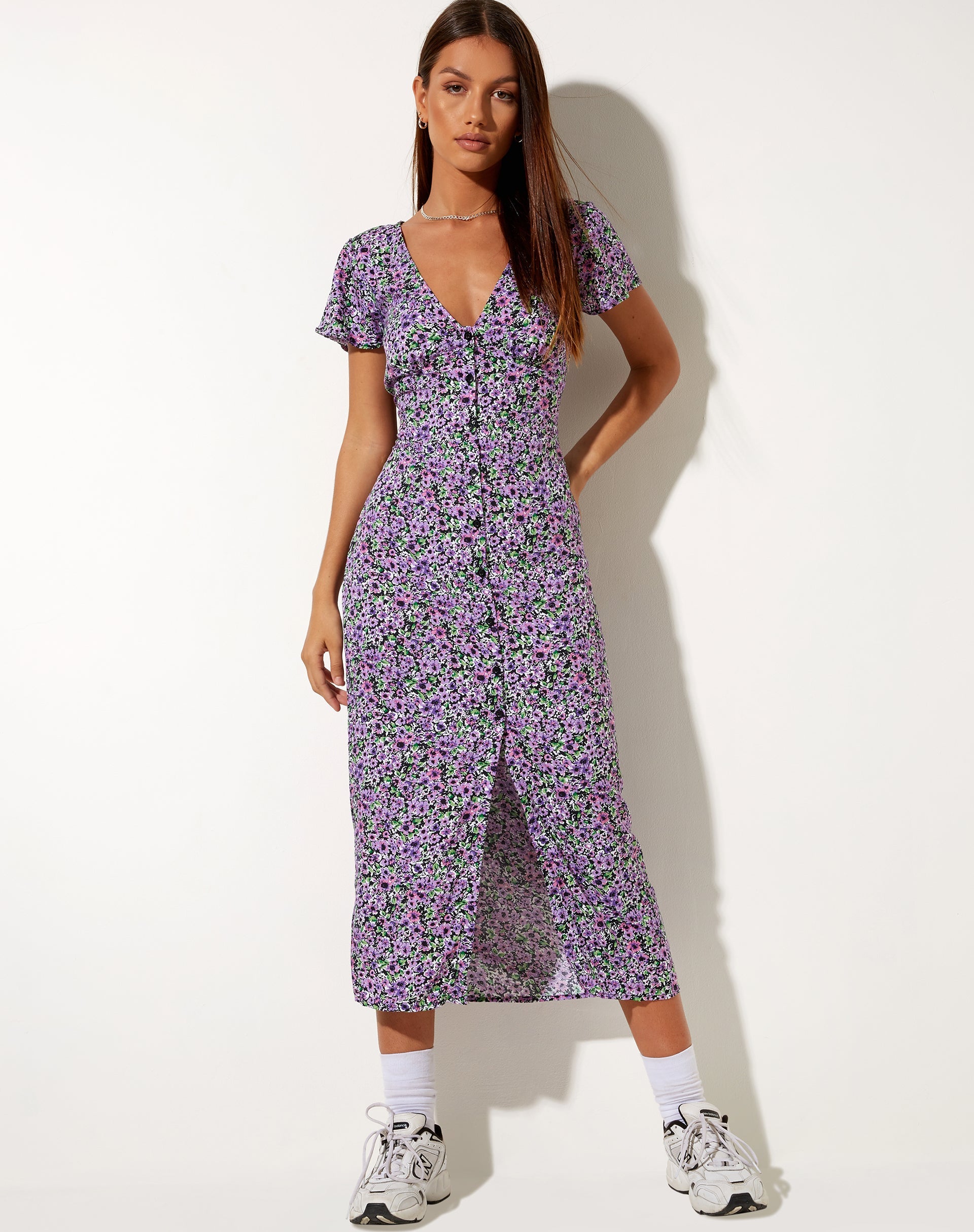 Afbeelding van Larin Midi Dress in Lila Bloesem