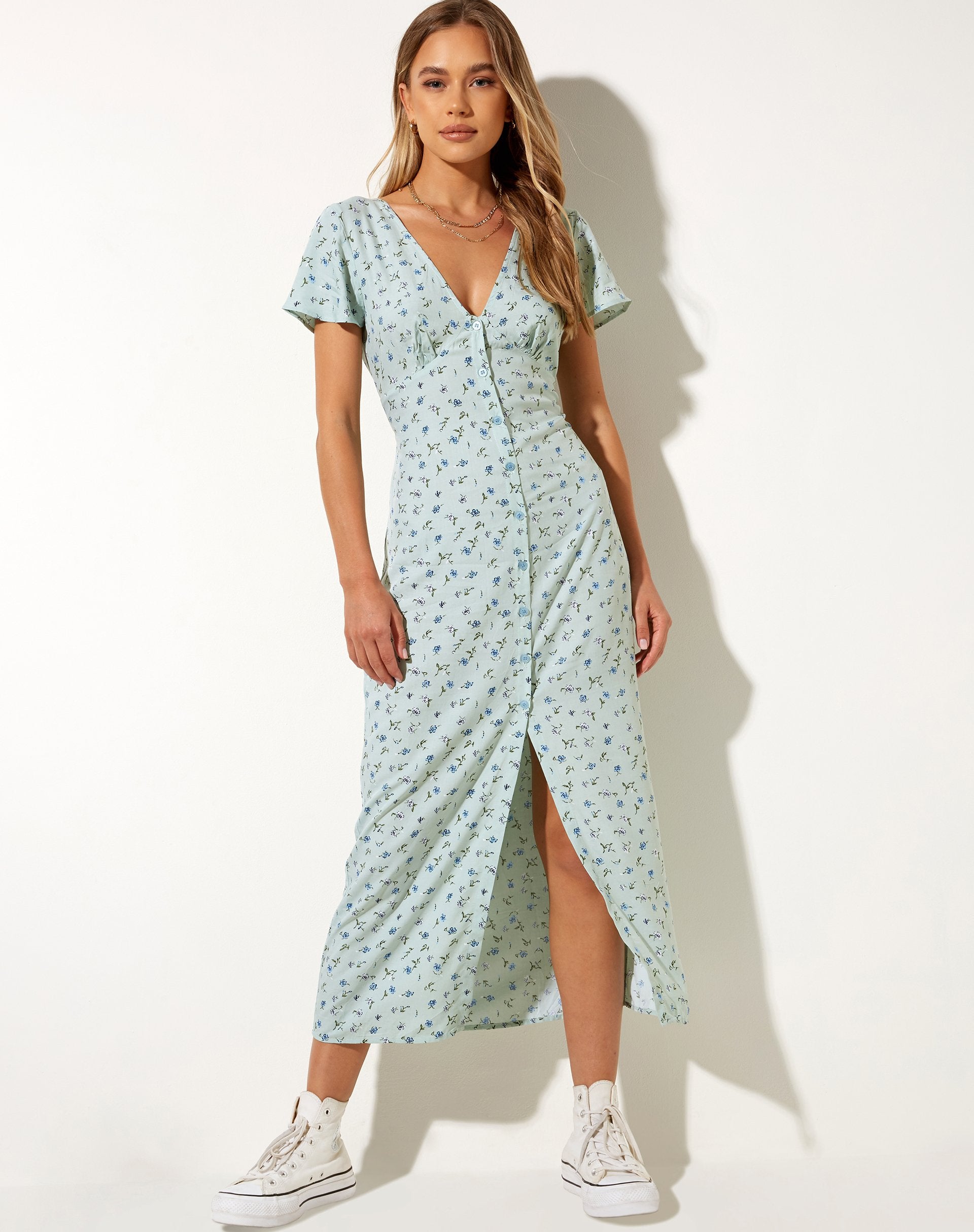 Afbeelding van Larin Midi Dress in Pretty Petal Green