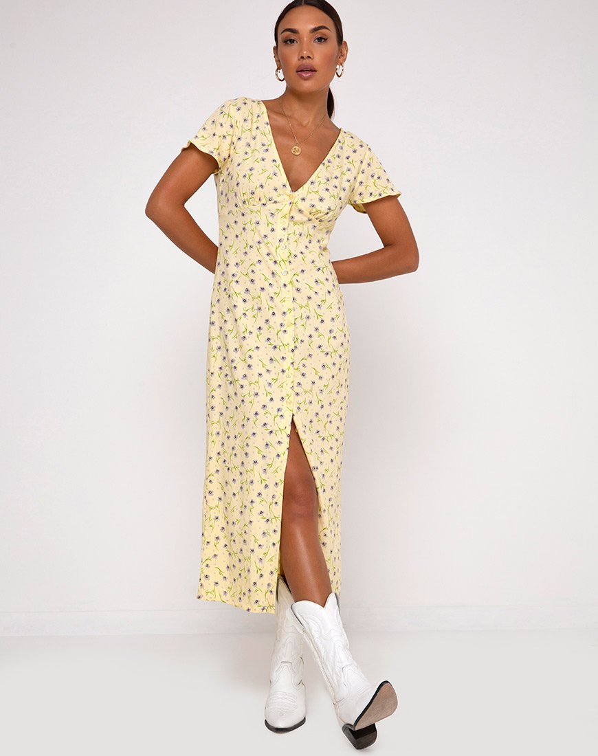 Afbeelding van Larin Midi Dress in Wild Flower Lemon Drop