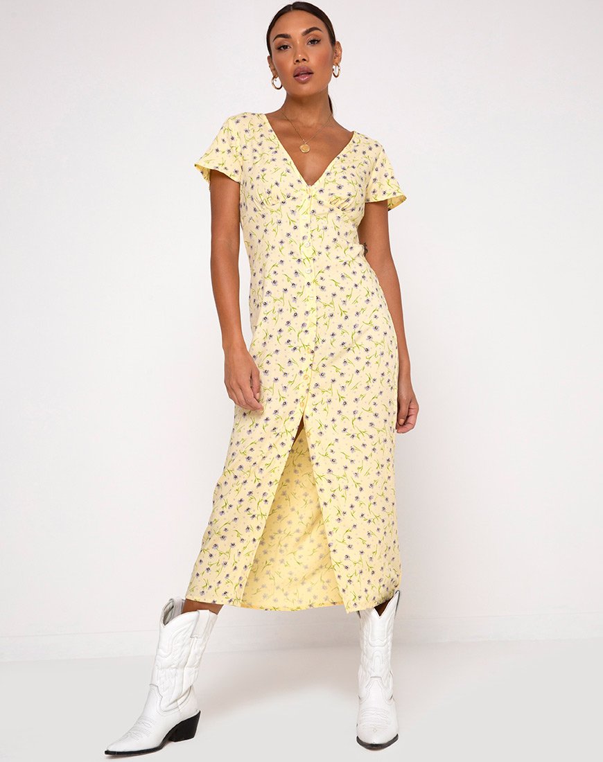 Afbeelding van Larin Midi Dress in Wild Flower Lemon Drop