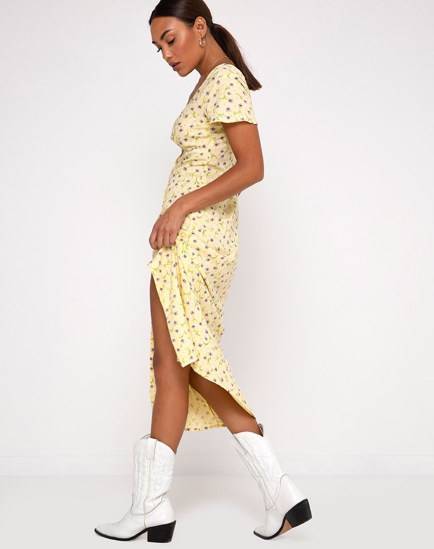 Afbeelding van Larin Midi Dress in Wild Flower Lemon Drop