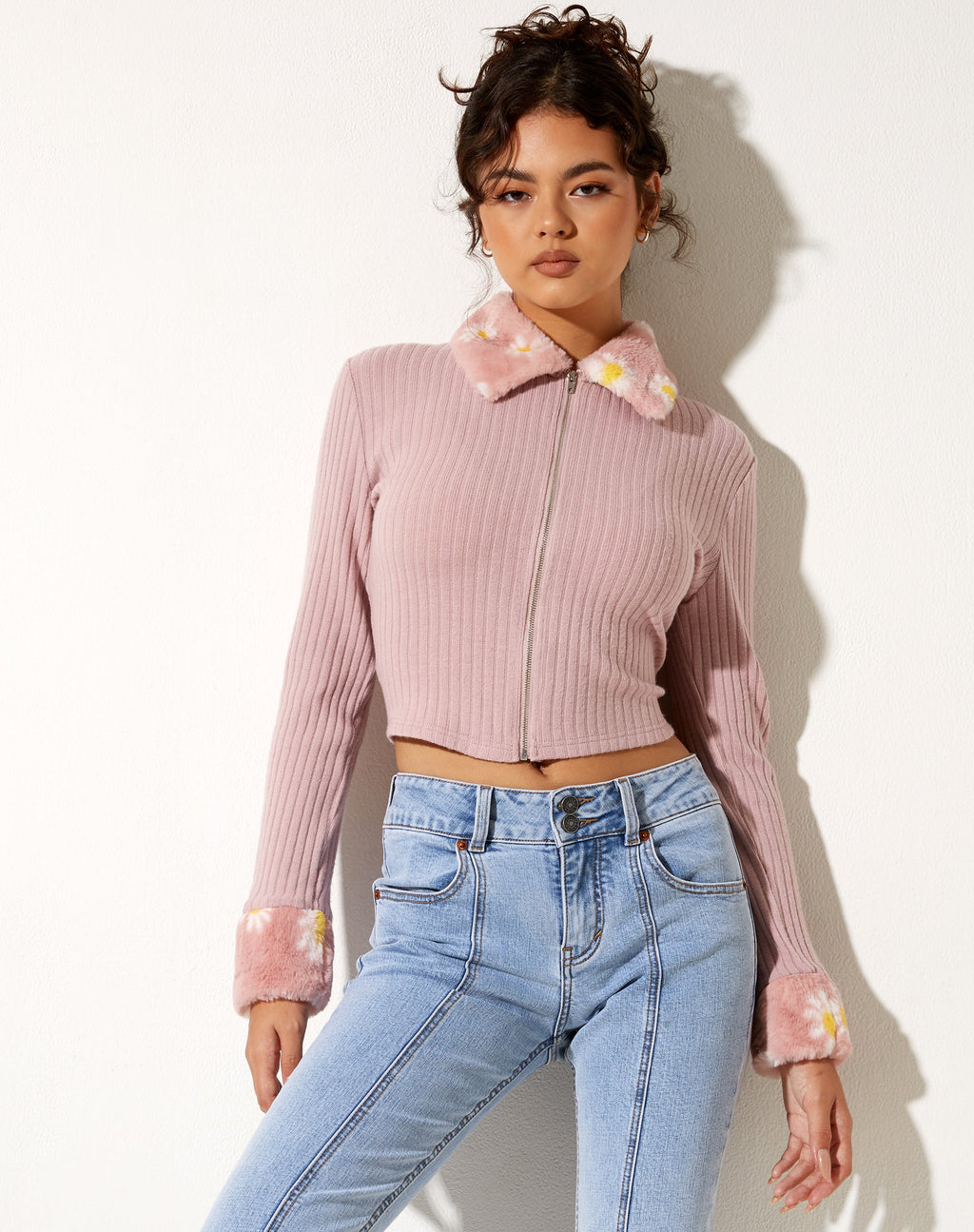 Larita Cardi in gebreid donkerroze