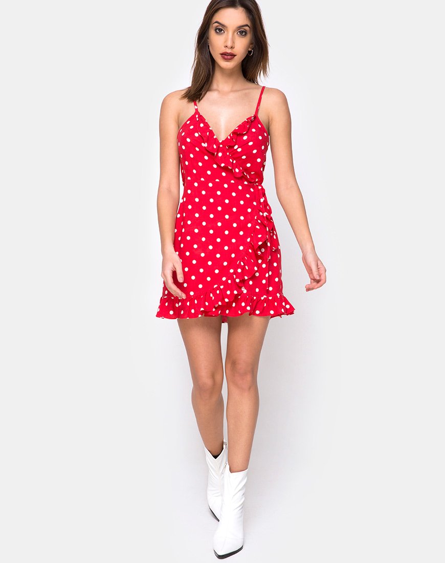 Afbeelding van Lasky Jurk in Medium Polka Rood en Wit
