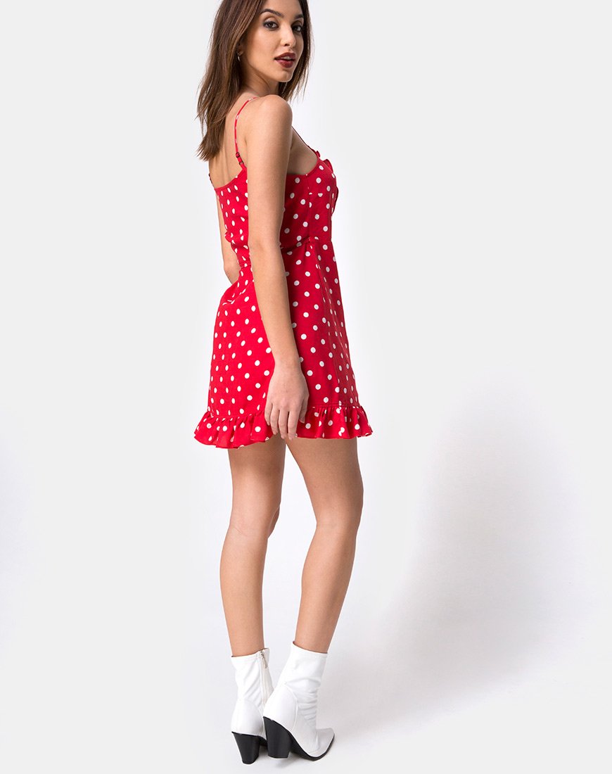 Afbeelding van Lasky Jurk in Medium Polka Rood en Wit