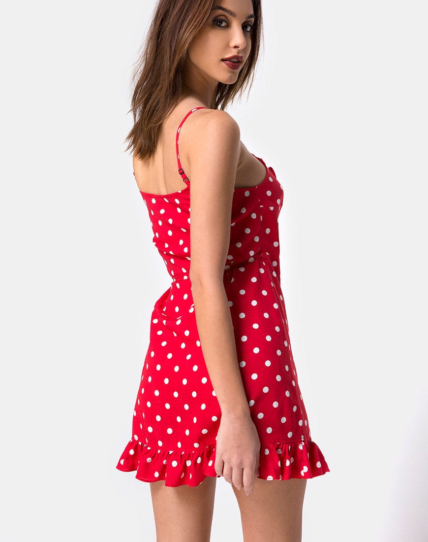 Lasky Jurk in Medium Polka Rood en Wit