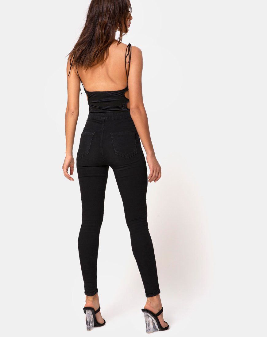 Afbeelding van Lati Laced Up Bodice in Satijn Zwart