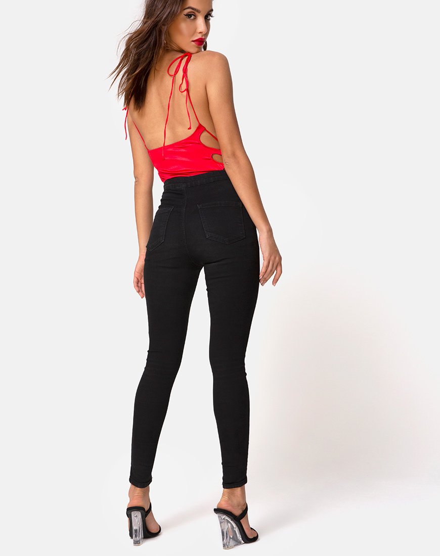 Afbeelding van Lati Laced Up Bodice in Satijn Rood