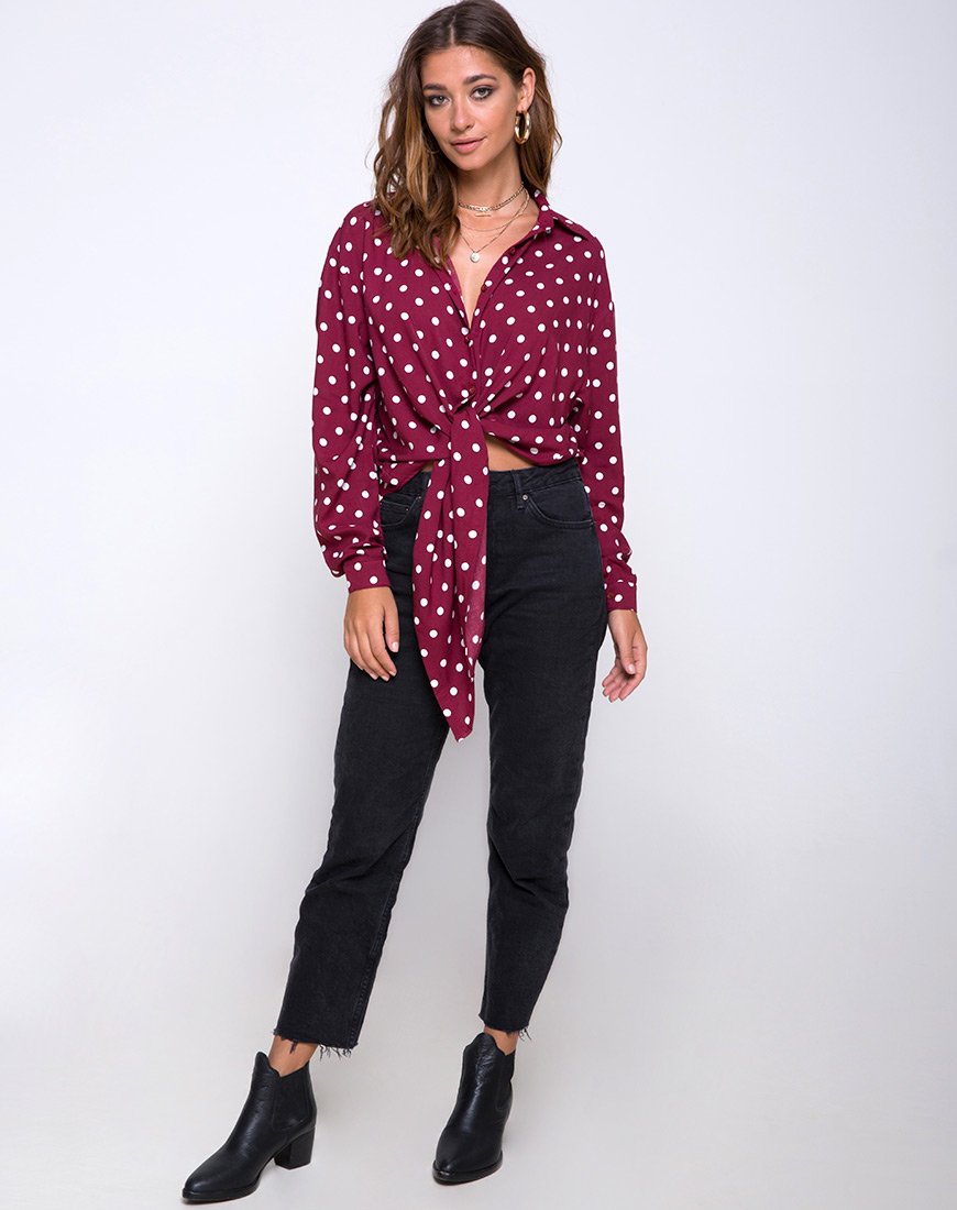Afbeelding van Lauv Shirt in Medium Polka Wijn