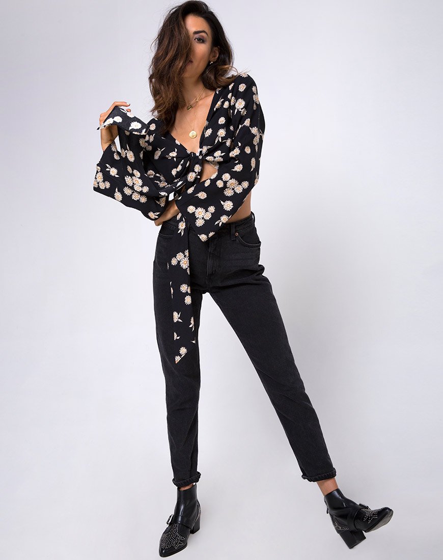 Afbeelding van Laya Wrap Top in Grunge Daisy Floral