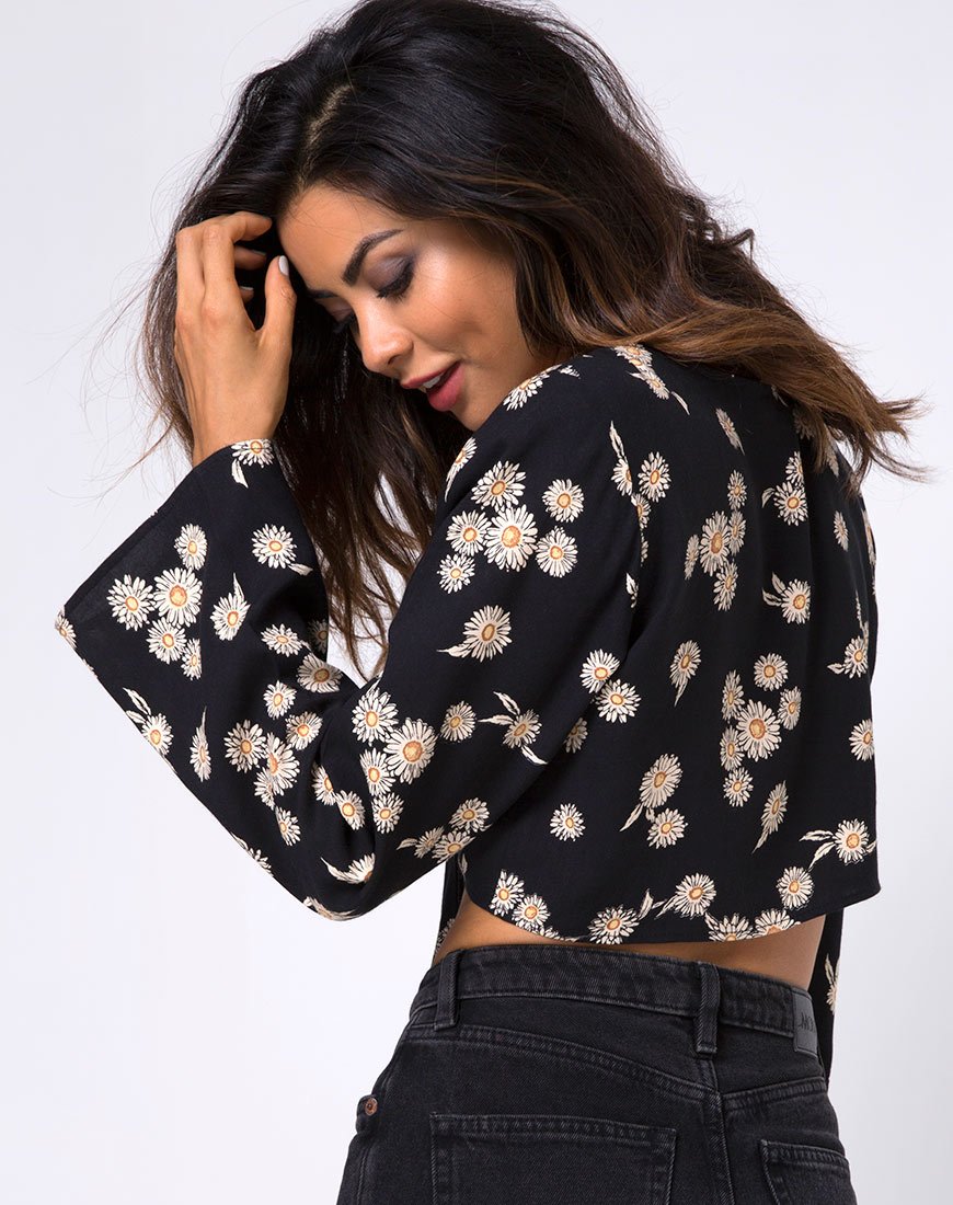 Afbeelding van Laya Wrap Top in Grunge Daisy Floral