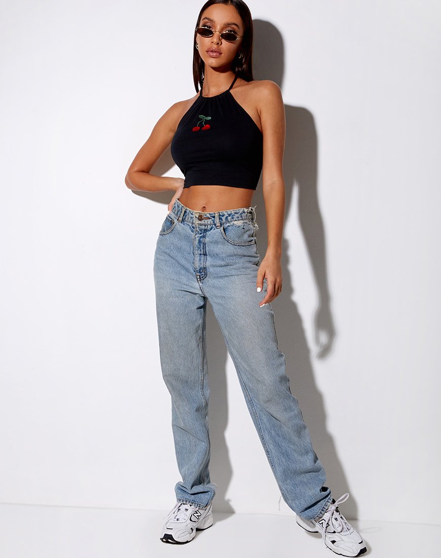 Afbeelding van Lean Crop Top in Black Cherry Embro