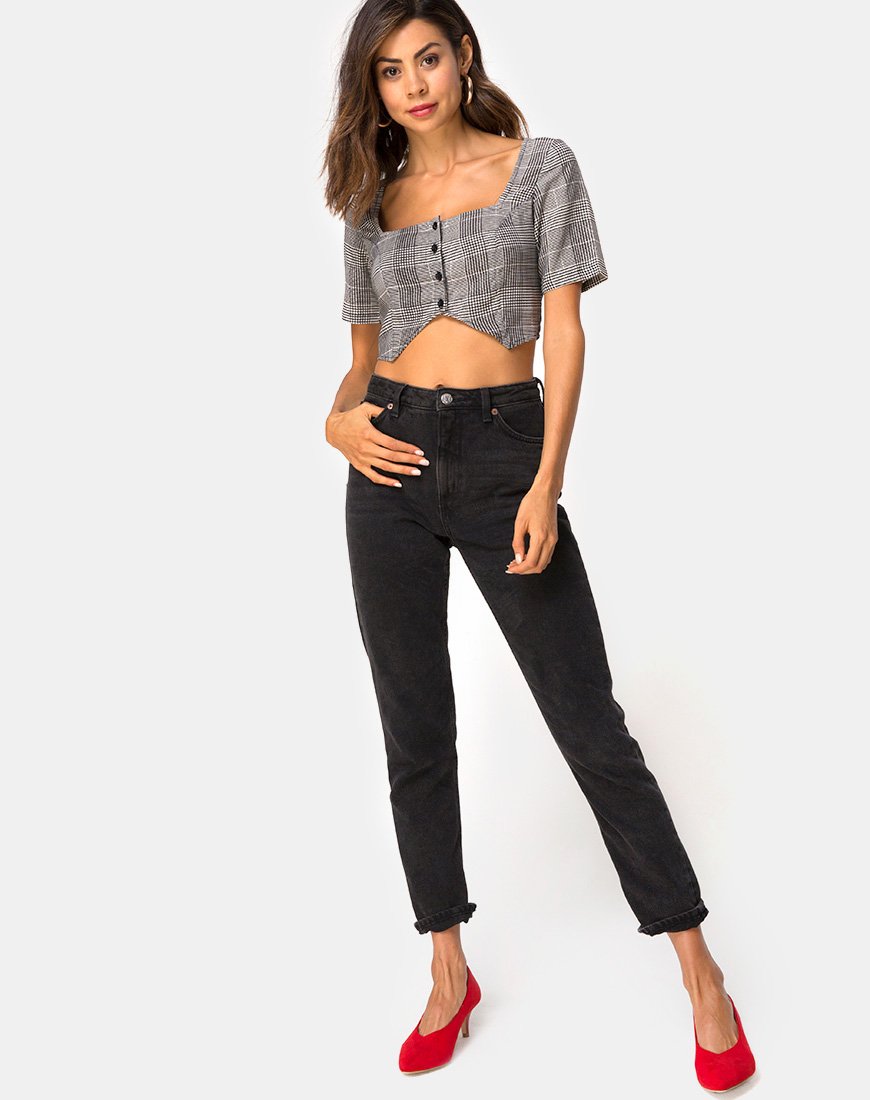 Afbeelding van Legia Crop Top in Charles Check Grijs