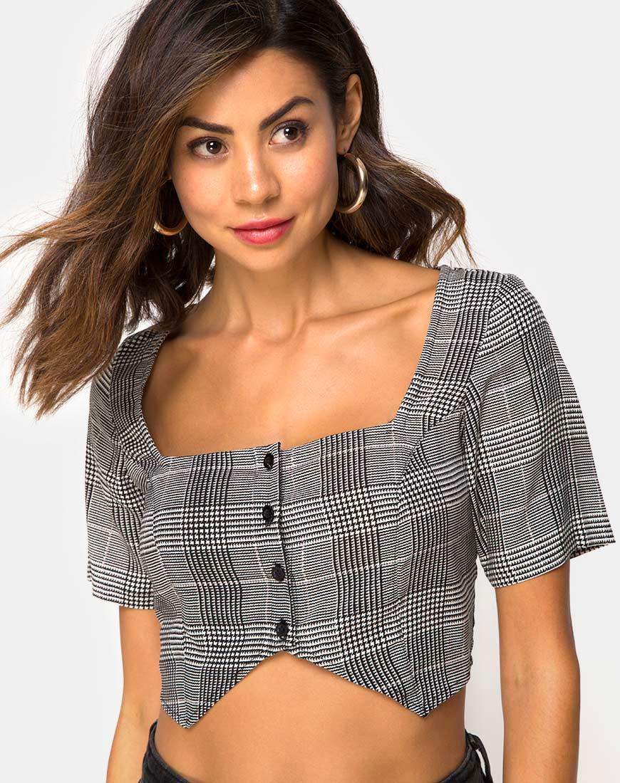 Afbeelding van Legia Crop Top in Charles Check Grijs