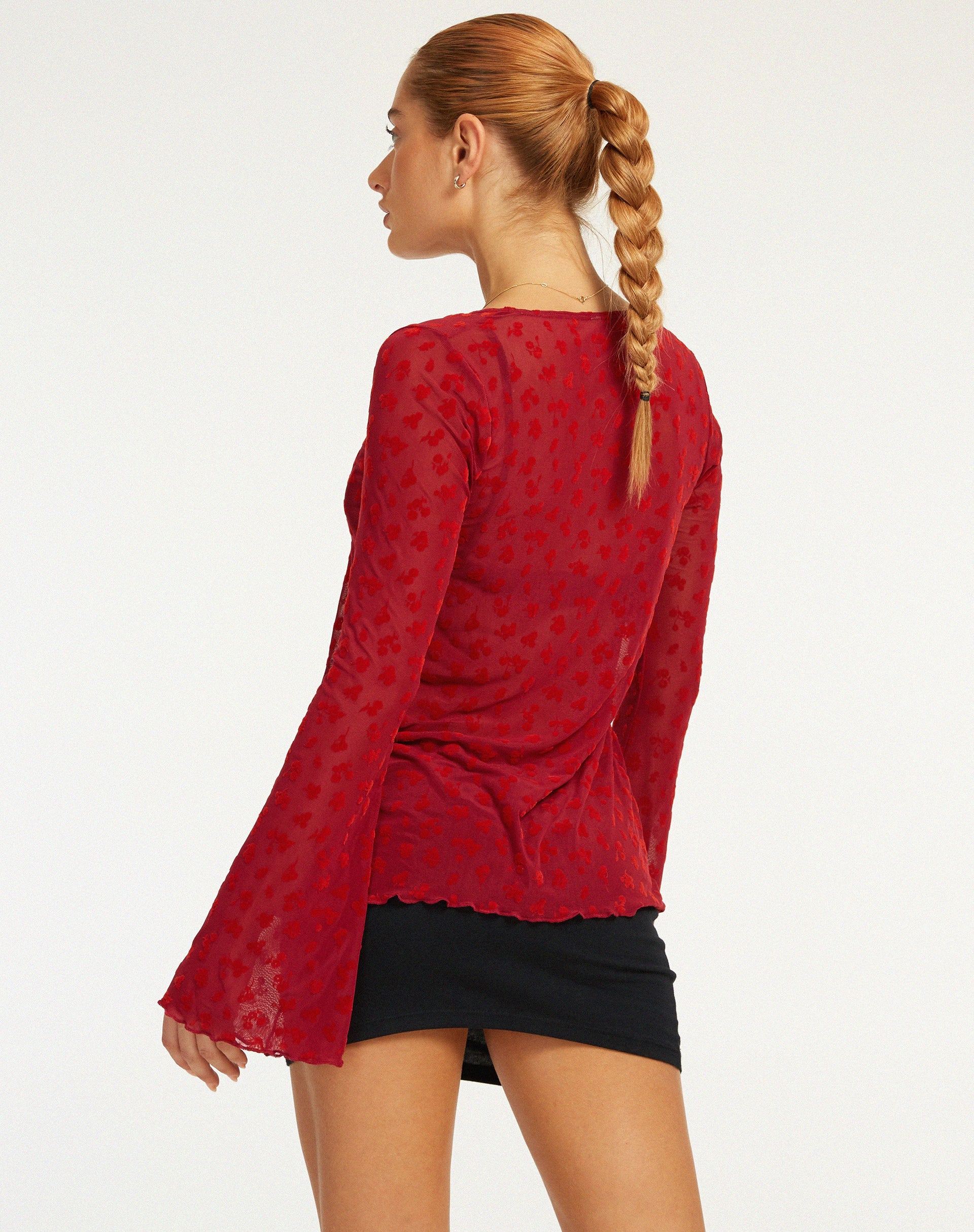 Afbeelding van Leony Cardi in Red Flock Mesh