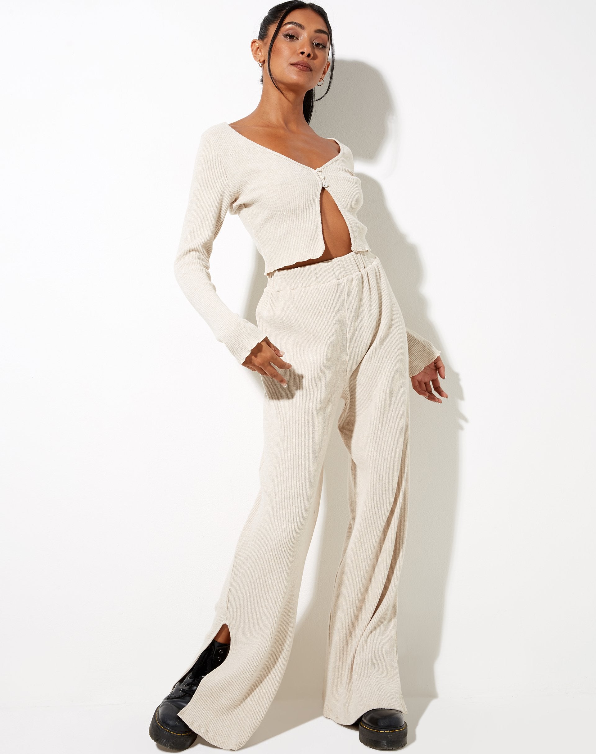 Afbeelding van Lesia Top in Rib Oatmeal