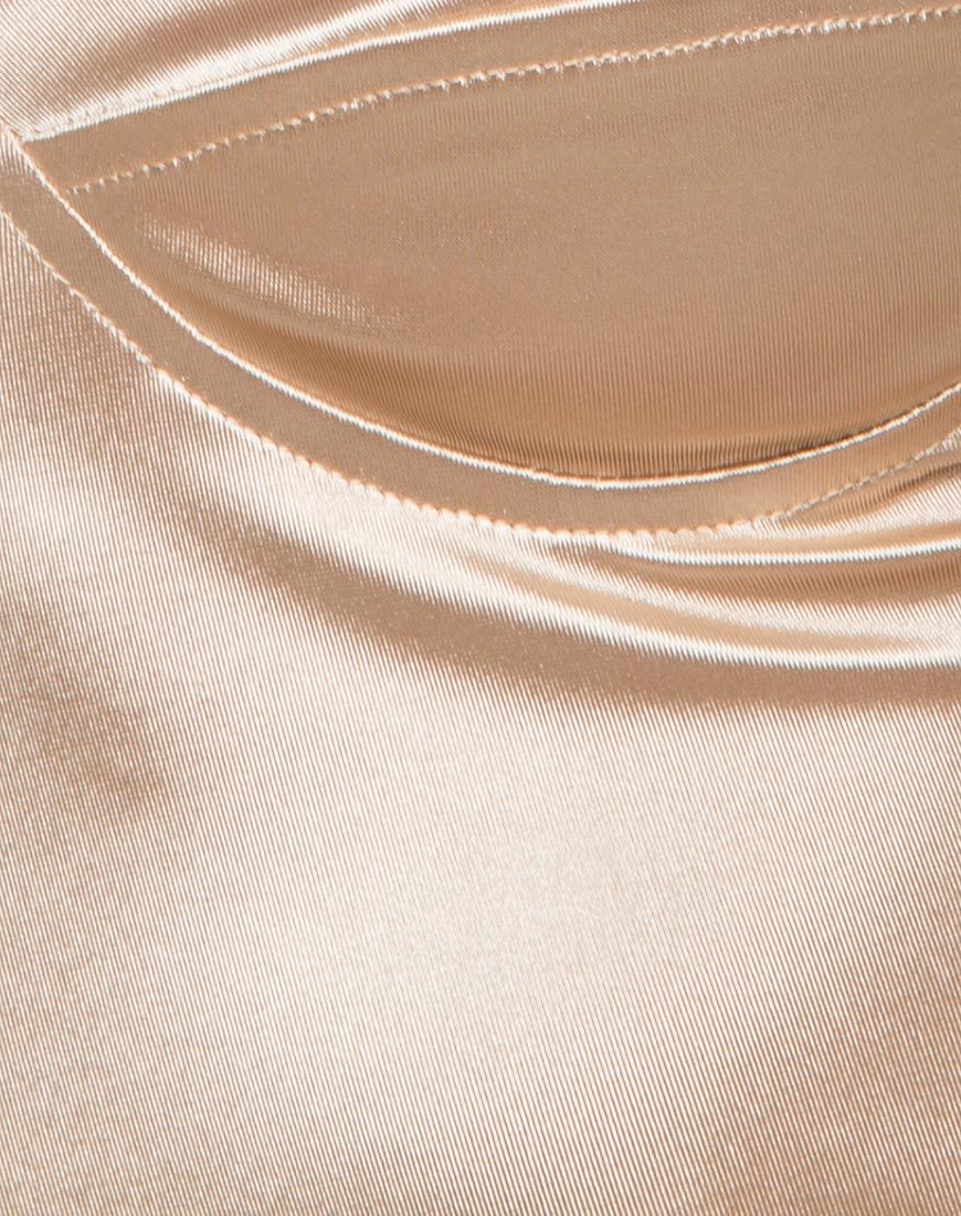 Afbeelding van Leta Bodycon Jurk in Goud Satijn