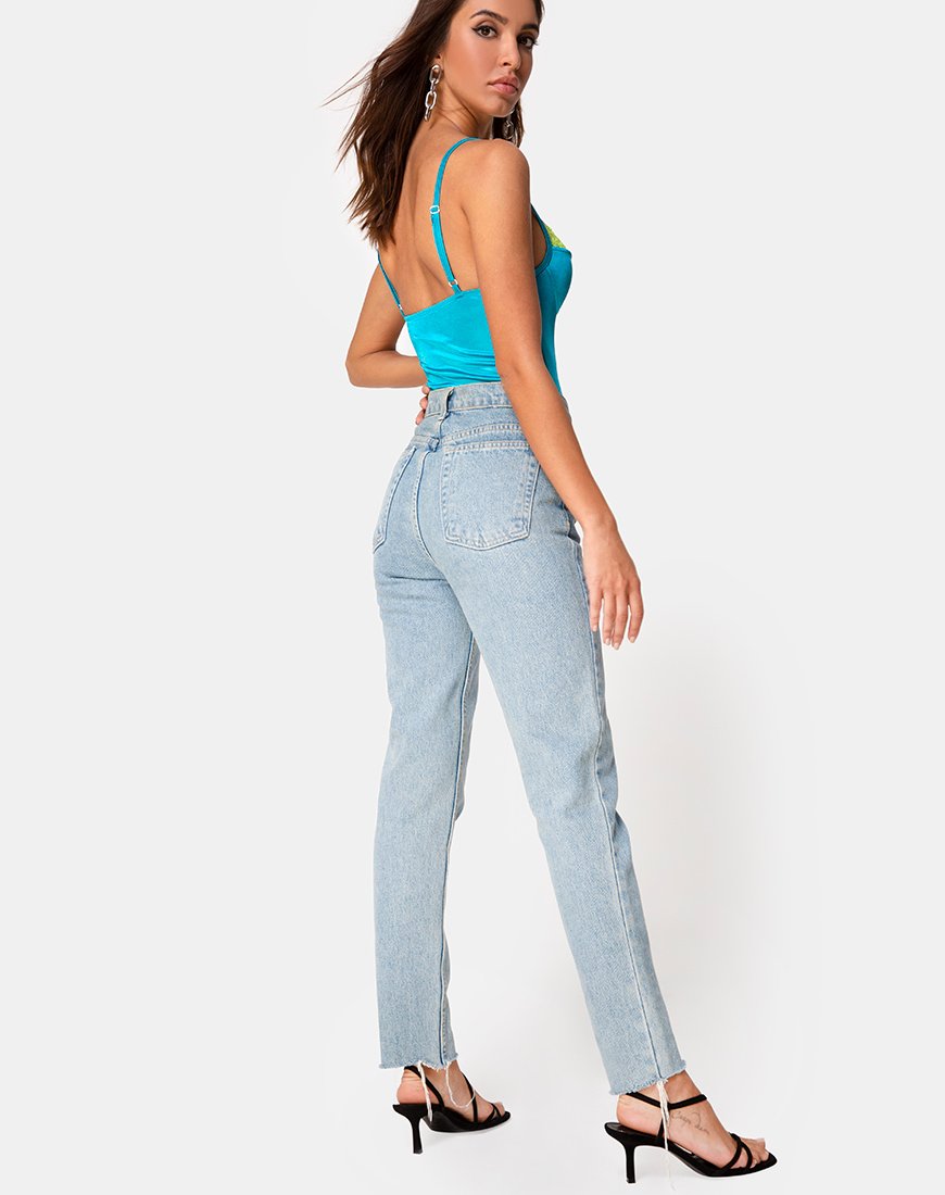 Afbeelding van Letta Bodice in Aqua met Lime Lace