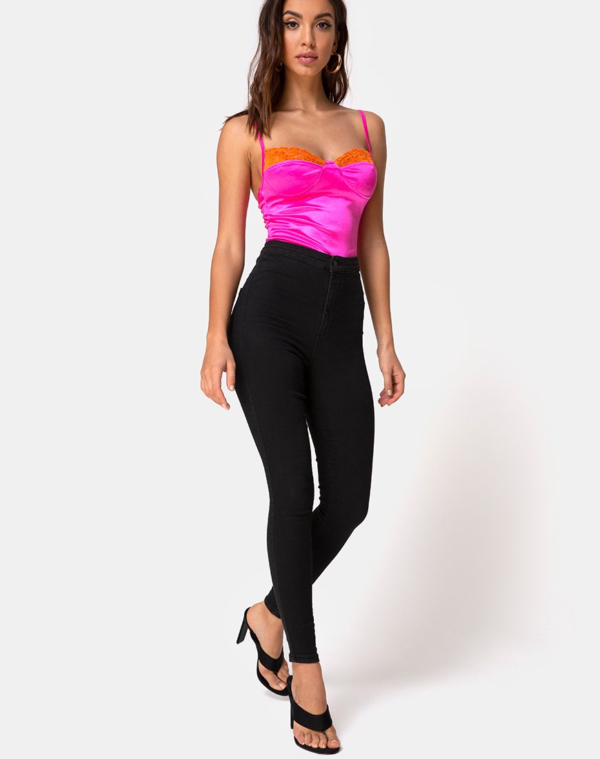 Afbeelding van Letta Bodice in Roze met Oranje Kant